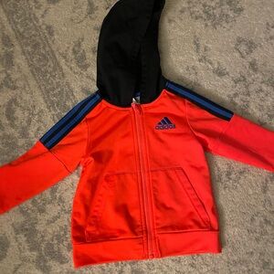 Adidas Black and Orange Athletic Hoodie